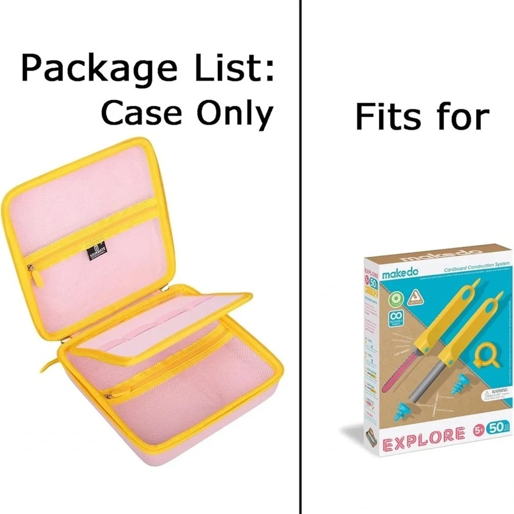 Tourmate Hard Case Cardboard Construction Toys Pink Makedo Tools Organization